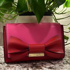 Pink and Red Leather Clutch